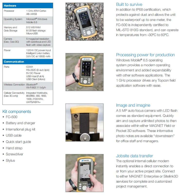 Topcon Handheld Computer Fc500 Fc5000 Fc6000 Field Gnss Controller