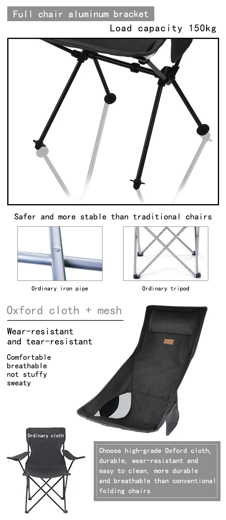 2021 New Design High Folded Chair Oversized Camping Chair Ultra Light