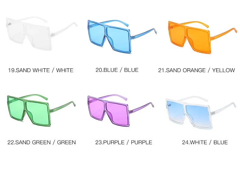 
2020 New Colors Big Square Oversized Glasses Fashion Sunglasses 