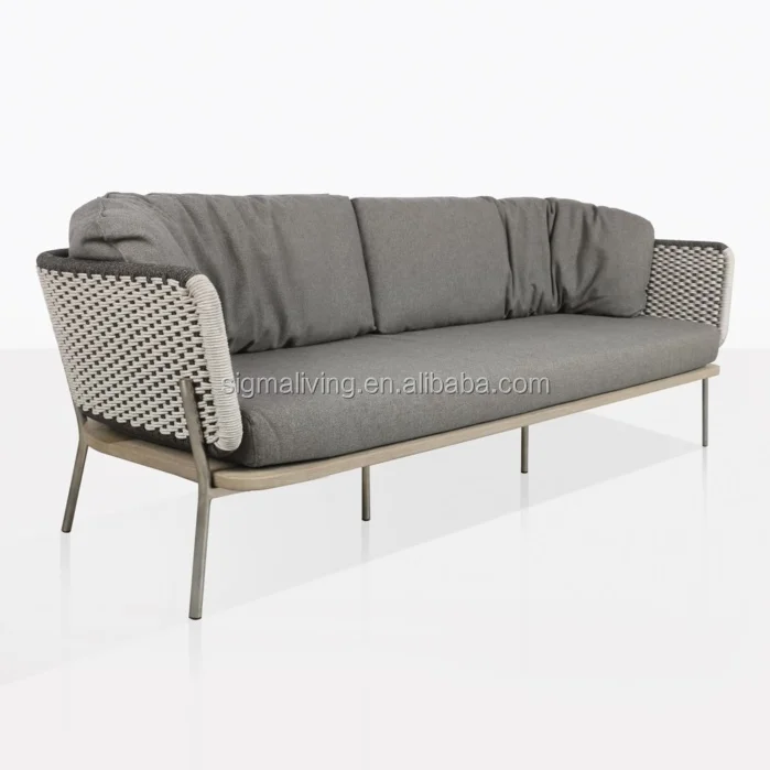 Hot sale comfortable outdoor furniture hand woven rope garden furniture two tone weave sofa