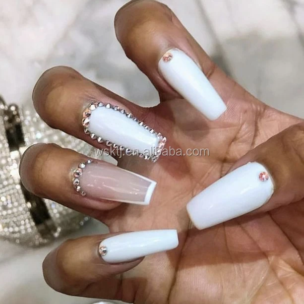 Customize New Fashion White Electroplating False Nails Coffin Shape Long Artificial  Nails - Buy White Electroplating Customize Nail,New Fashion Customize Nail,Coffin  Shape Long Artificial Nails Customize Nail Product on 