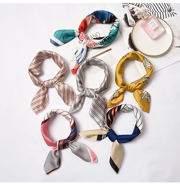 50*50cm Square Scarf Fashion Women Silk Satin Head-Neck Hair Tie Band Elegant 