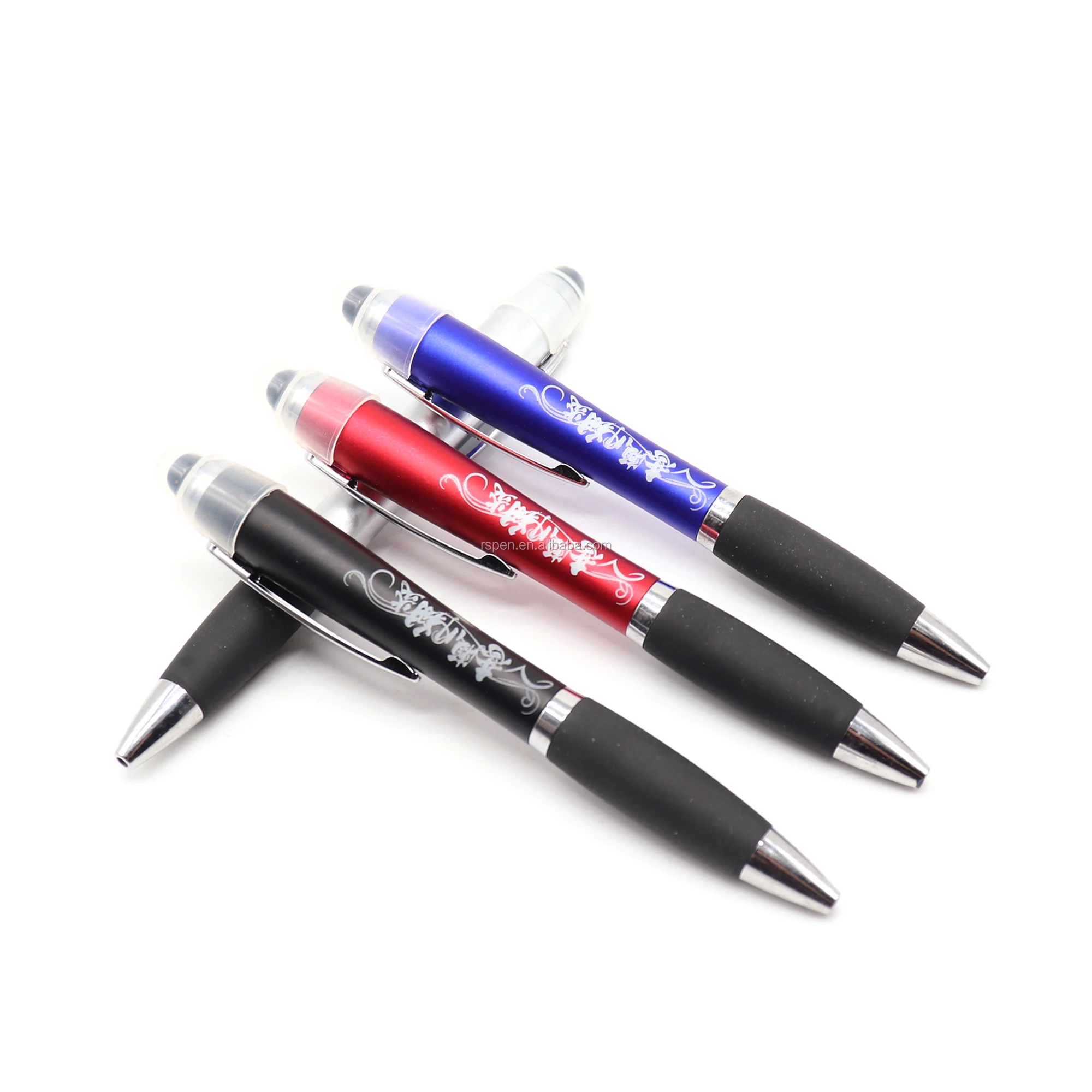 Customized Led Laser Light Up Ball Ballpoint Pen With Rubber Grip Buy Light Up Ball Pen,Logo