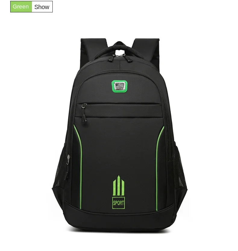 Men's Nylon Oxford Cloth Backpack Large Capacity Casual Travel Bag Polyester Lining Waterproof for Students Simple Everyday Use