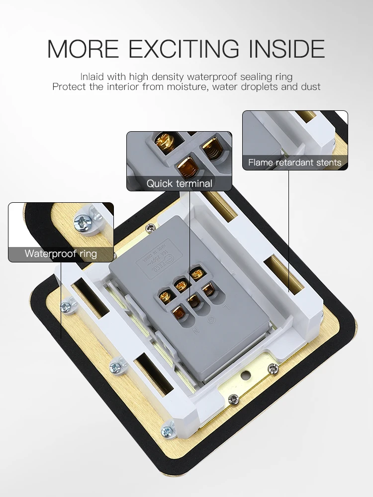 Wholesale USA standard brass electrical power supply 16A hidden socket box