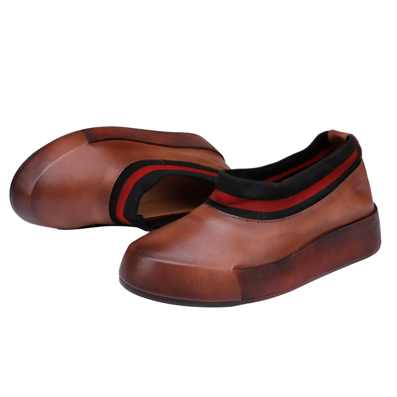 
Women Point Toed Casual Shoe Platform Handmade Genuine Leather Oxford Driving Walking Court Loafer Shoe 