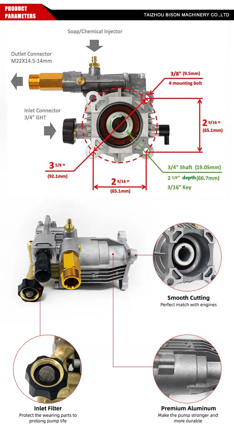 2800psi Pressure Washer Water Pump Max 2.5 Gpm 3/4 Shaft Horizontal