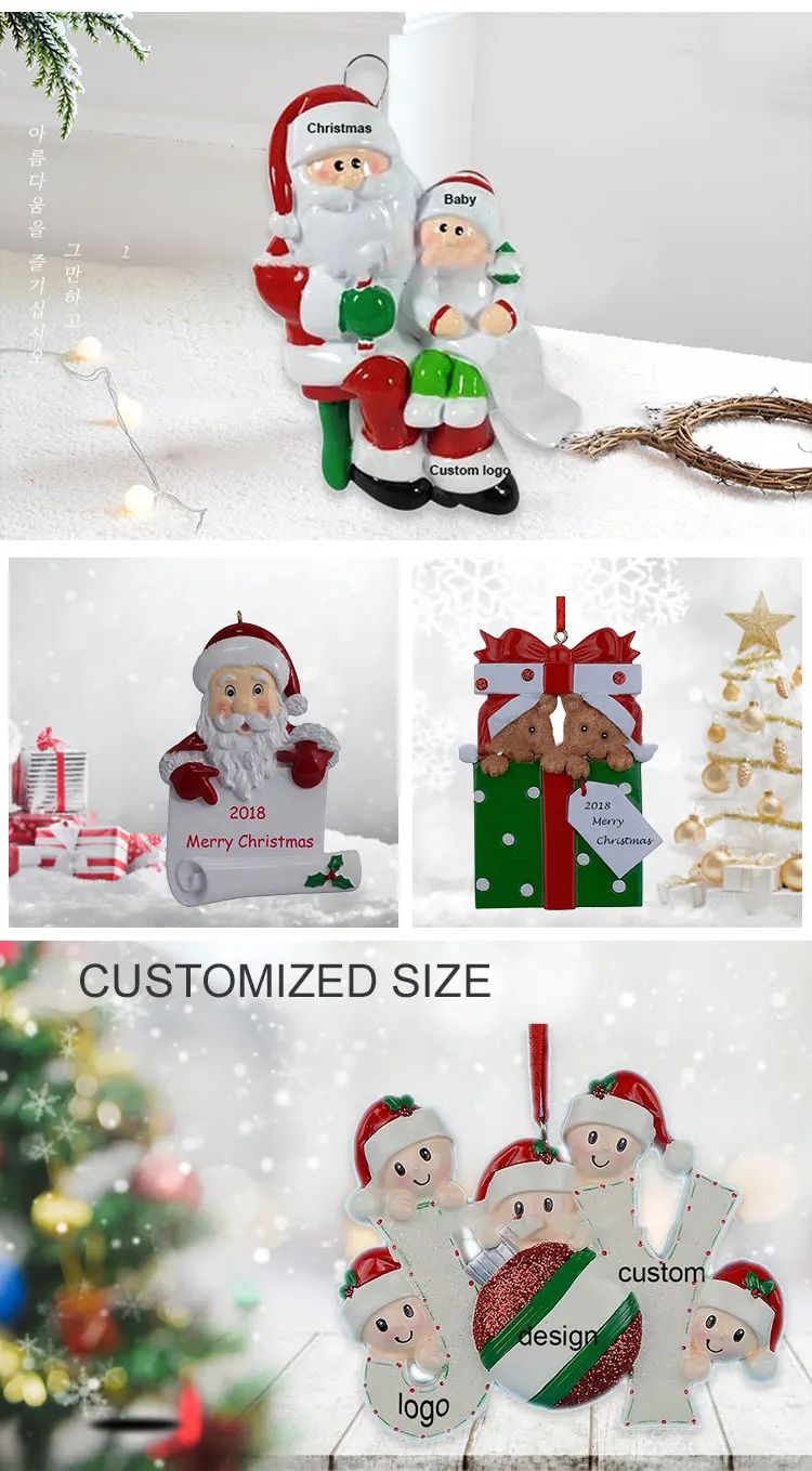 Custom christmas ornament decoration handmade polyresin christmas ornaments