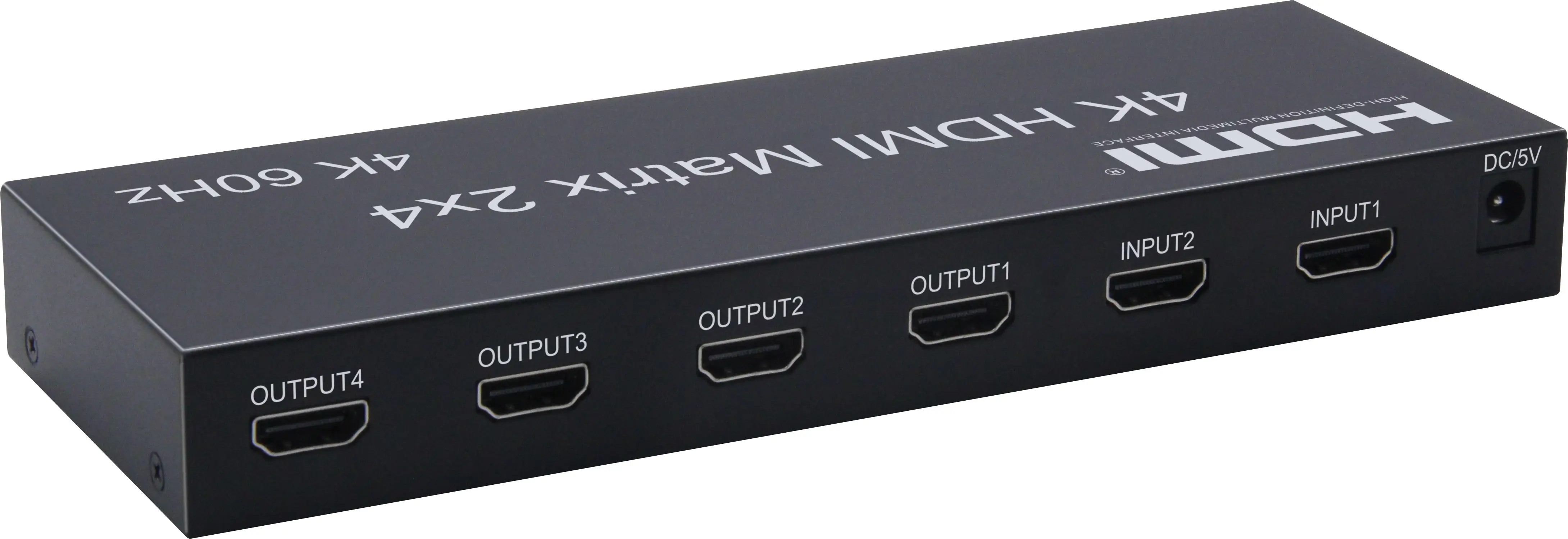 Matriz HDMI 2x4 4K @ 60Hz 2 entrada 4 salida HDMI matriz con óptica de audio estéreo de salida