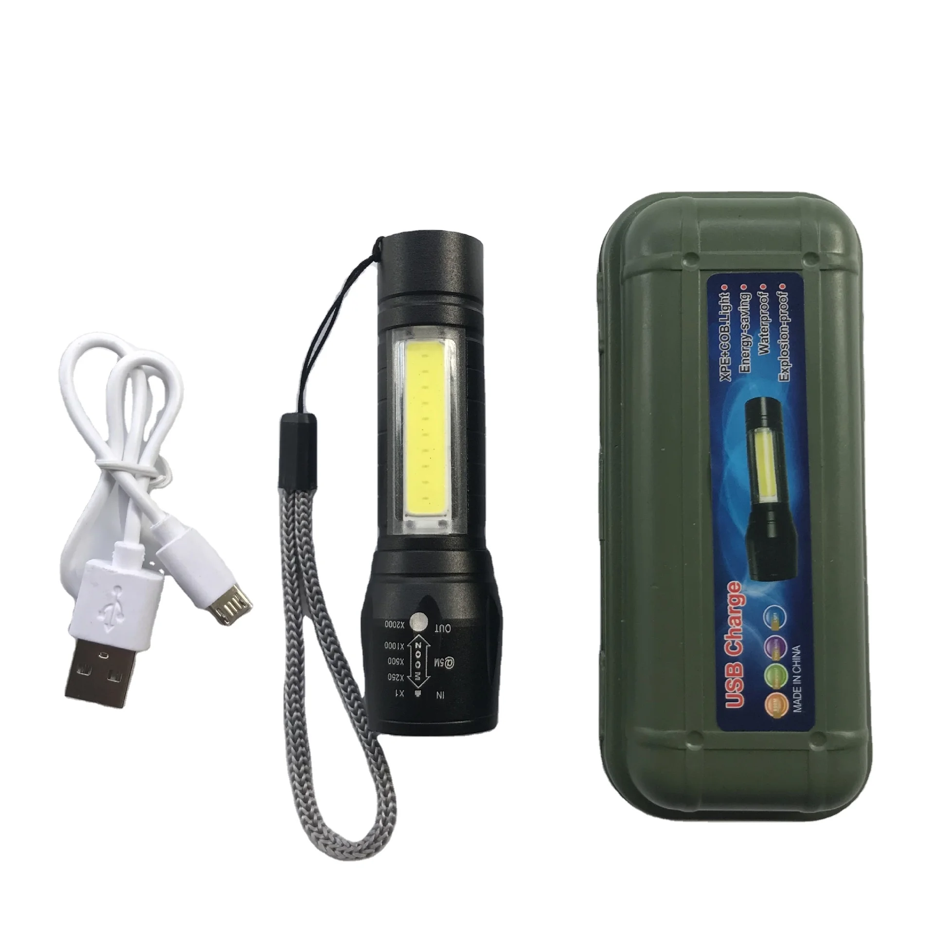 3w led mini flashlight usb charging led flash lights cob torch lighting for gift promotion