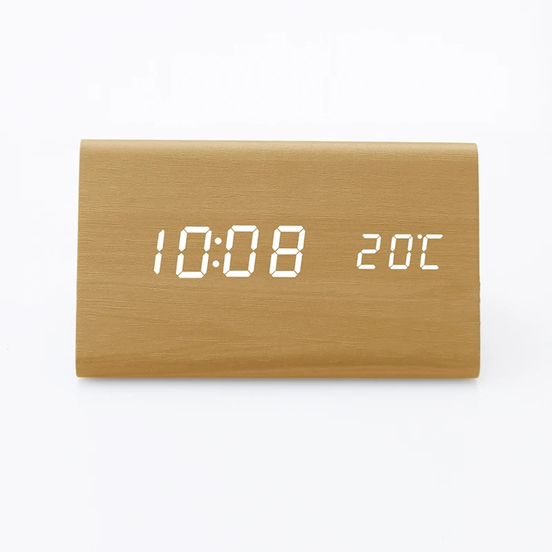 
Unique Design Hot Sale Alarm Clock Led Clock Light table Alarm wooden 
