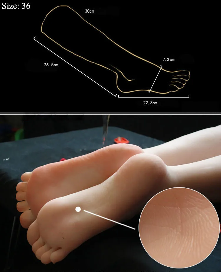 Silicone Female Left Foot Life Size Mannequin Nail Art Practice Shoe Sock 
