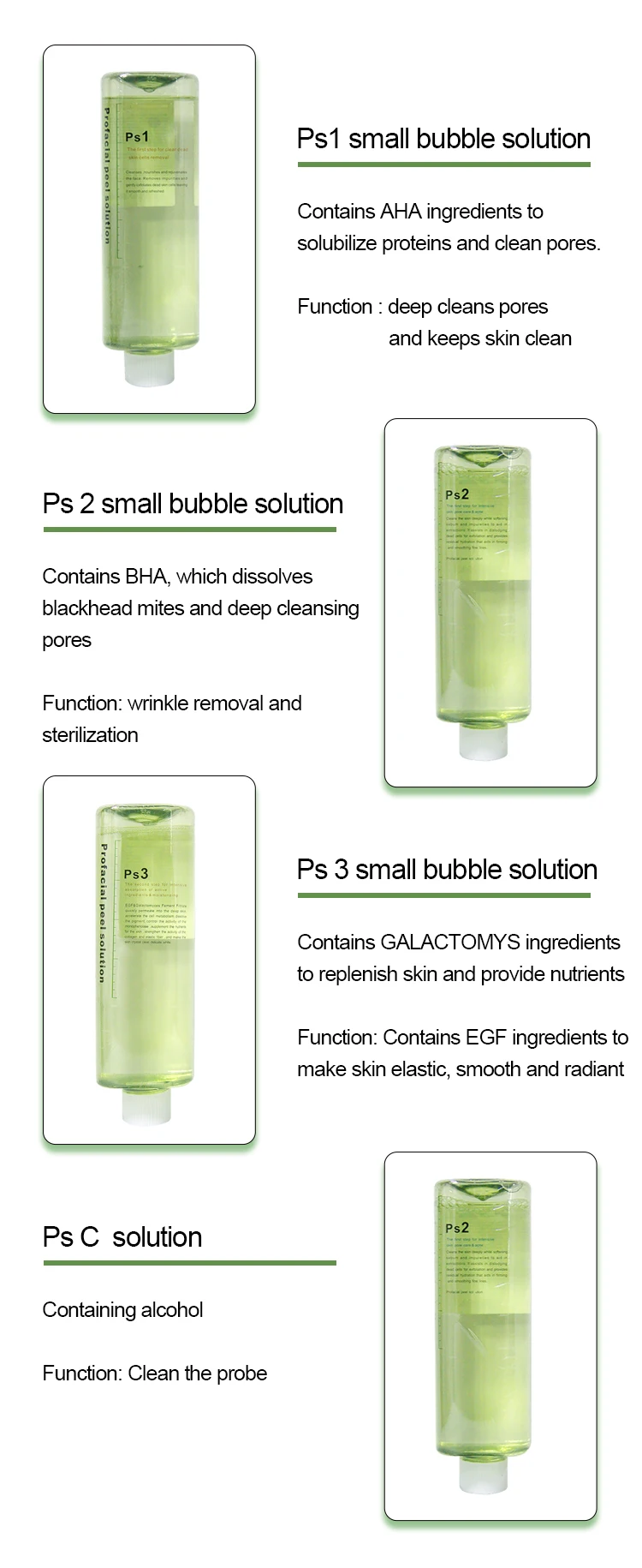 Korean hydra machine using Ps1 Ps2 Ps3 PsC 500ml facial serum bottle aqua peel solution