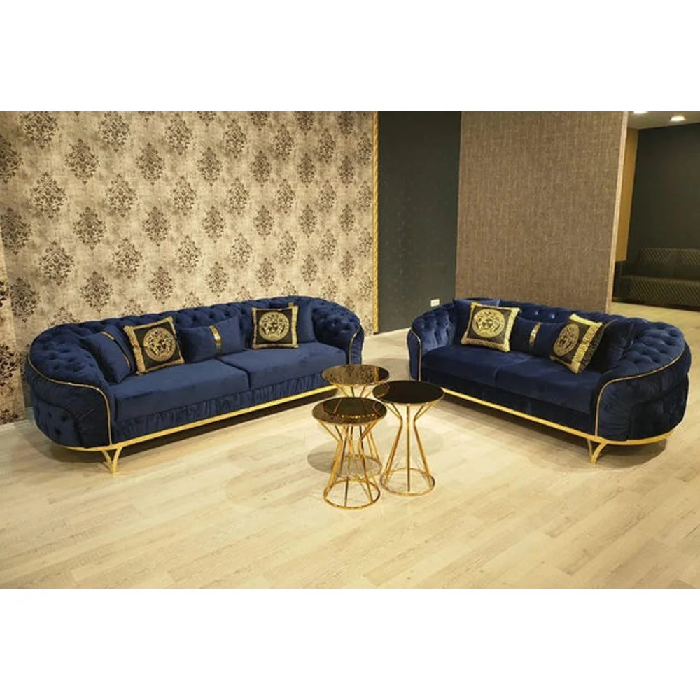 Best Selling Sofa Set Home Furniture Modern Design Tufts Velvet Fabric