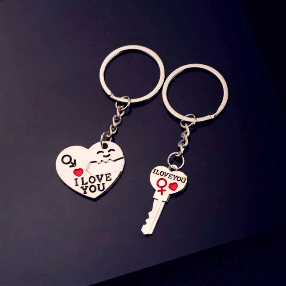 fashion heart key ring silver color lovers love key chain