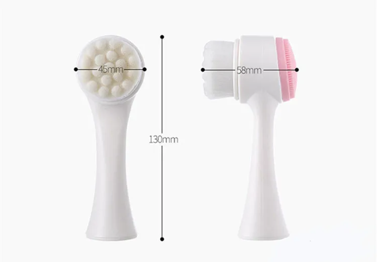 3D Double Sides Silicone Wash Face Exfoliate Brush Cleaning Facial Cleansing Brush Private Label