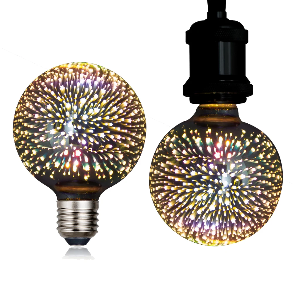 3D fireworks glass bulb E27 E26 220V 4W stage bulb LED holiday decoration chandelier G95 Edison bulb