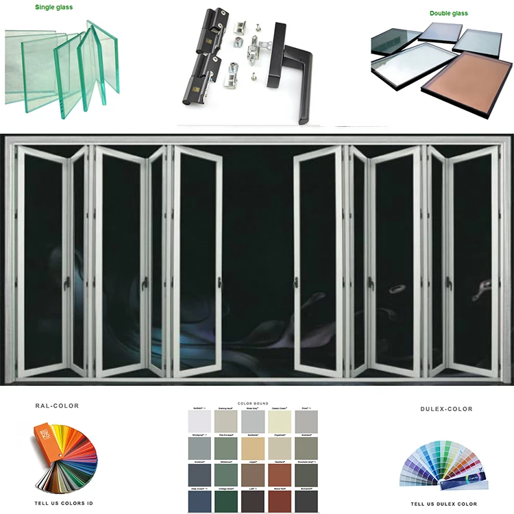 China quality supplier USA/CA standard/AS2047 use glass Exterior bifolding patio doors Aluminum Bi folding mosquito screen