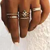 2019 Latest Fashion 5pcs/set Four Leaf Silver Clover Ring Sets For Women Trendy Vintage Gold/Silver Party Rings for girls kids