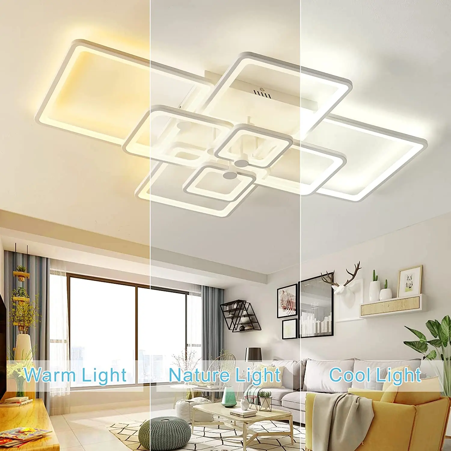 Modern Led Ceiling Light,Dimmable Modern 120w White Flush Mount Ceiling