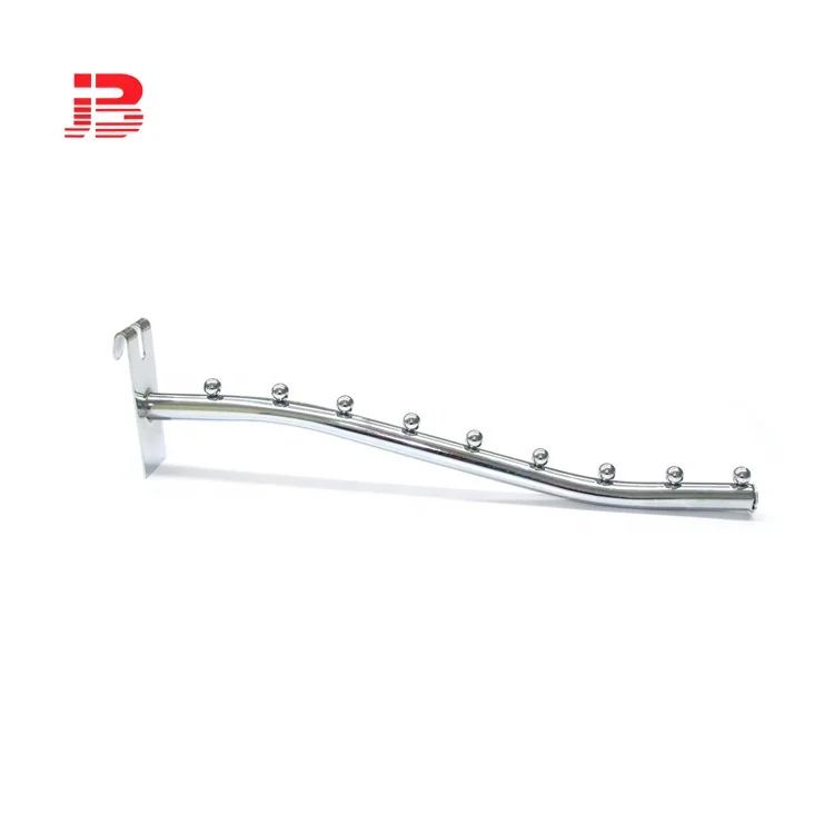 7 beads bended round tube supermarket metal chrome waterfall display hook for gridwall supplier