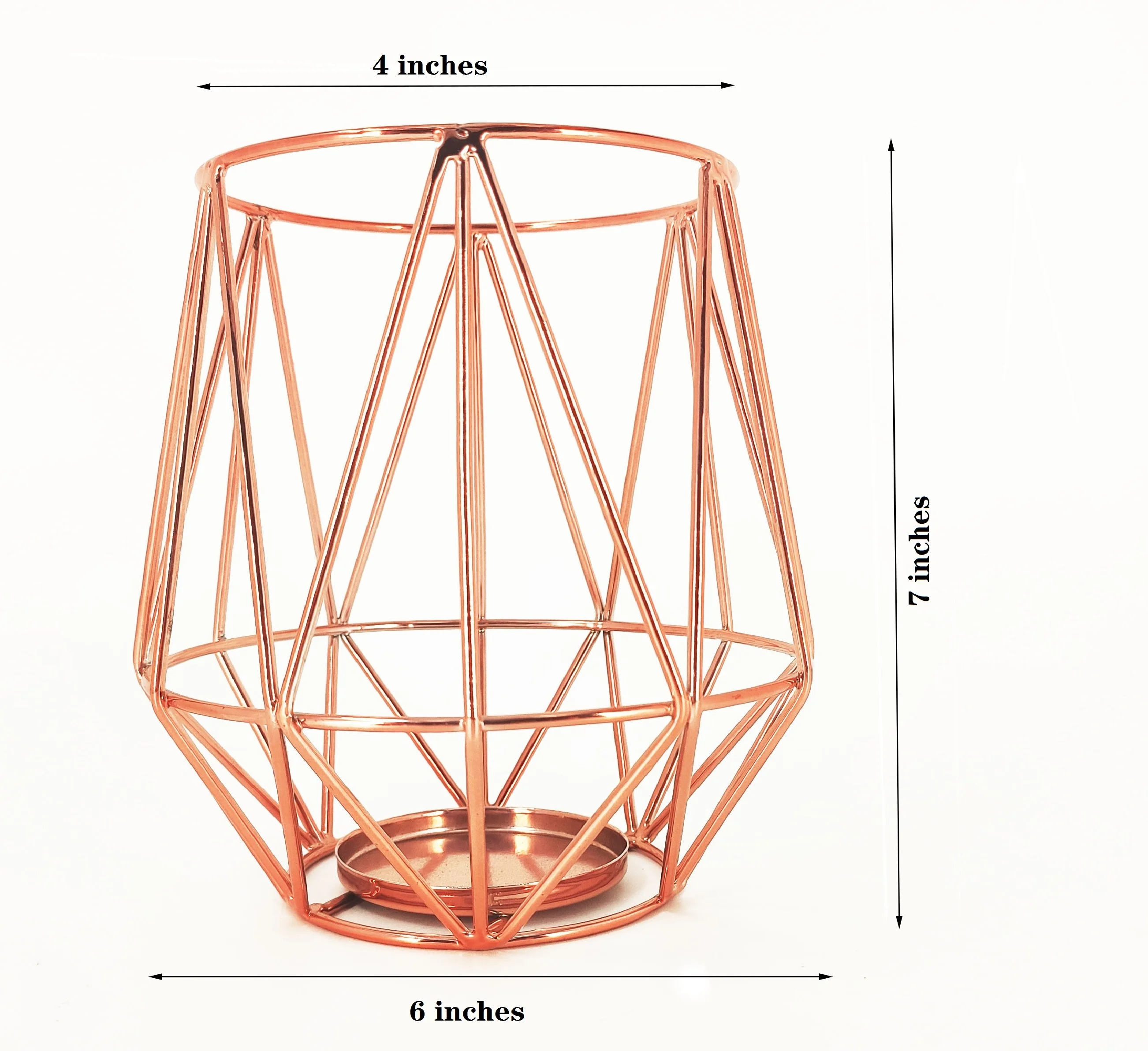 Decorative Modern Gold Geometric Metal Wired Candle Holders With Glass