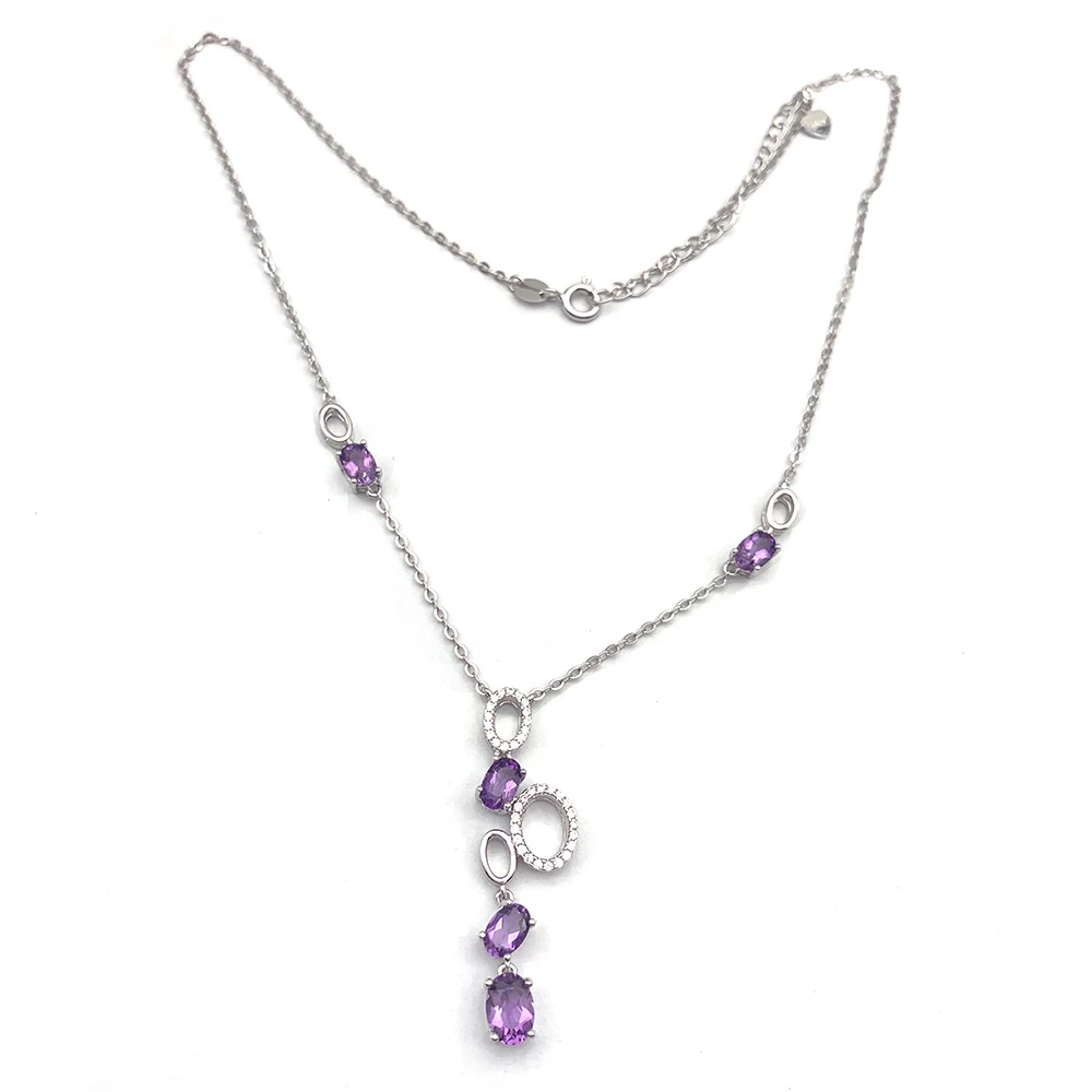 product-BEYALY-Star Purple Stone Wedding Necklace And Bracelet And Earring And Ring Set-img-4