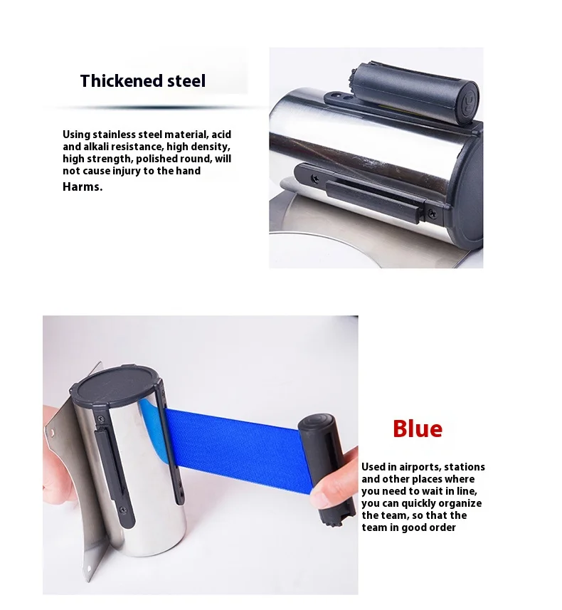 Wall-Mounted Stainless Steel Traffic Barriers 2m Wire Spool 1.0m Wire Barrier Tape Retractable 3 Cash Register Barrier 5m manufacture