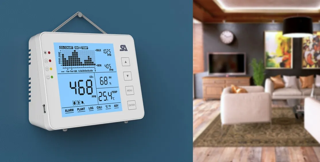 OEM Desktop and Wall-mounted air quality carbon dioxide CO2 gas meter / monitor with high sensitivity sensor