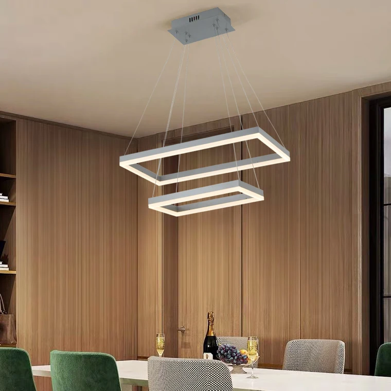 Hanging Lamp LED Modern Acrylic chanderlier light Rectangle Luminaries Home Luxury Aluminium Chandelier Pendant Lamp