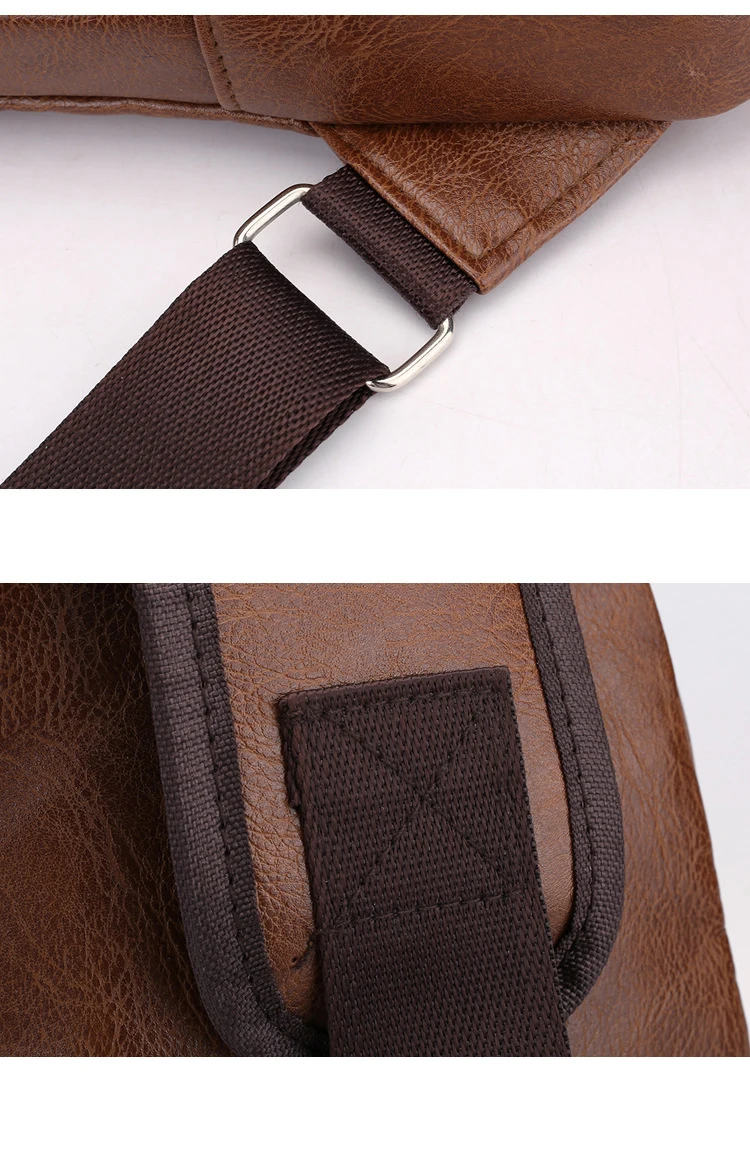 Hot Selling USB Charging Casual Fashion Shoulder PU Leather Men's Chest Bag Messenger Bag