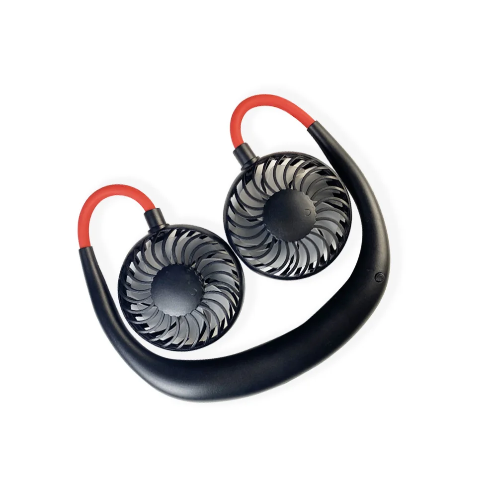
CE certificated Sports Portable Seven Blade Strong Wind USB Rechargeable Hand Free Fan Wearable Hanging Neck Mini Fan 