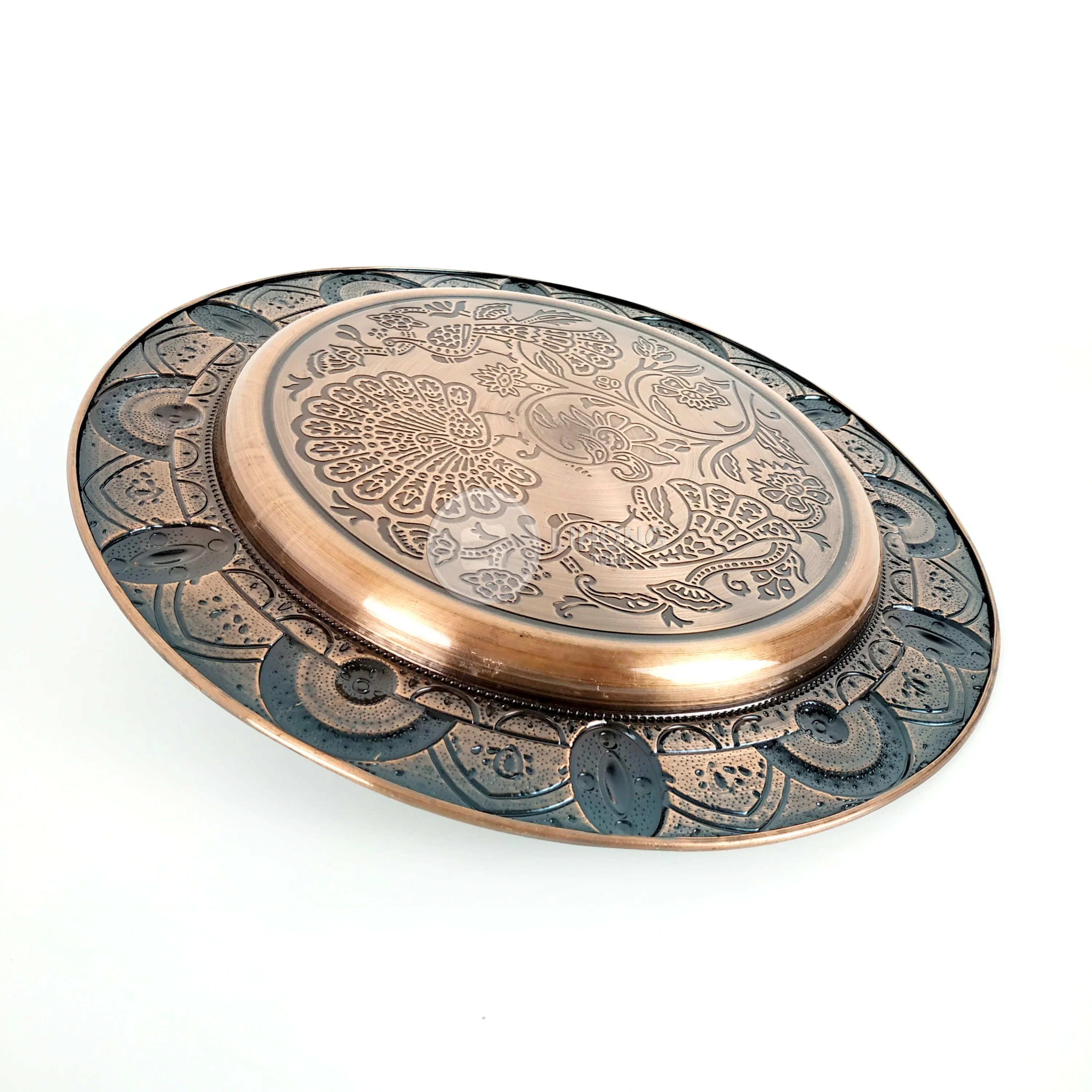 Wholesale stainless steel india underplate 12inch copper metal wedding plate decoration 