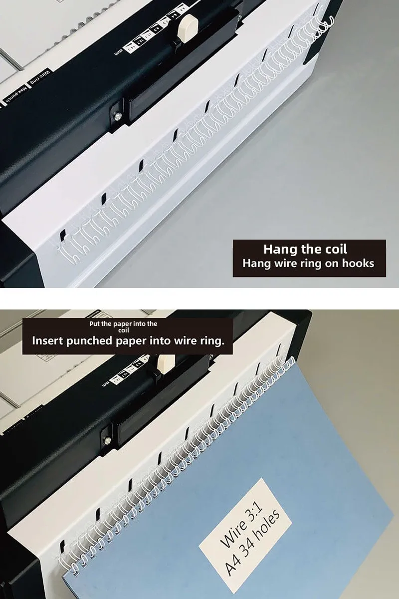 T9520 Dual Purpose Manual Power Double Coil Punching Binding Machine Notebook Desk Calendar Photo Album A4/A5 Iron Ring Punching