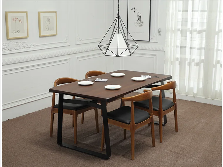 Factory Direct Nordic Retro Table And Chair Combination In Restaurant