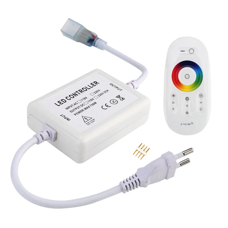 110V 220V 2.4 g wireless remote led controller full touch control RGB 5050 led light strip controller 720W