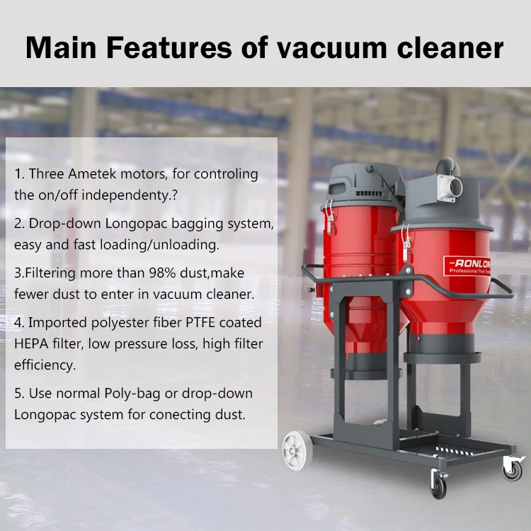 Hepa Double Cyclone Vacuum 3 Phase Dry Industrial Vacuum Cleaner Price