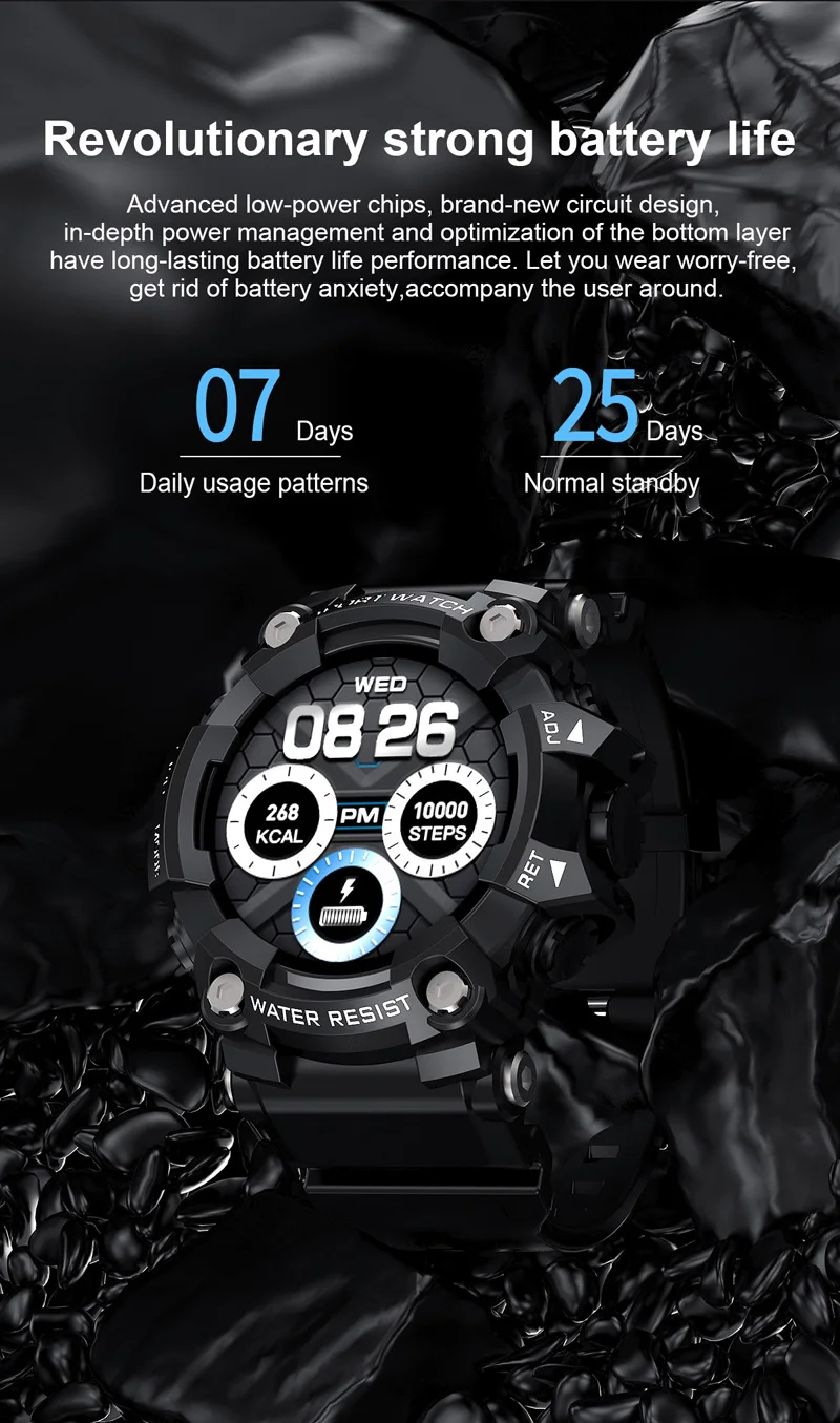 Newest T6 Smartwatch Camouflage Sport Digital Watches Men Wrist Message ...