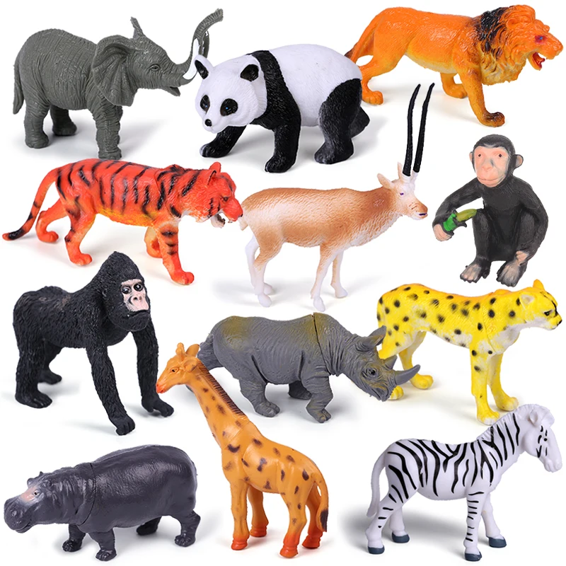 Jouets en plastique de la faune de 12 pièces modèles éducatifs 