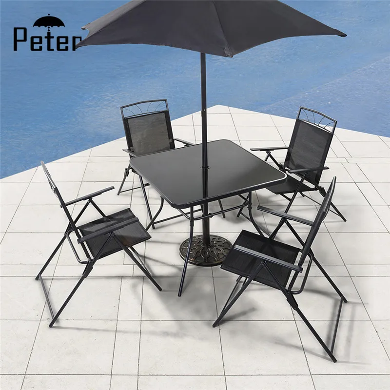 garden table and chairs with parasol