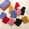 Children's winter hat scarf gloves set,winter fabric thick insulation pure color scarf wholesale for kid,knitted scarves