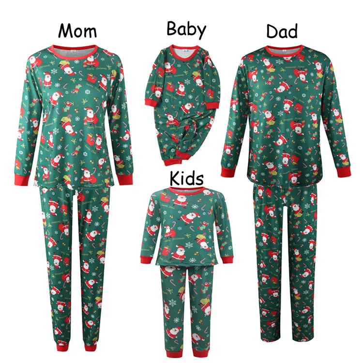 
Custom personalized plaid christmas pajamas christmas cartoon print Parent-child outfit pajama set two piece 