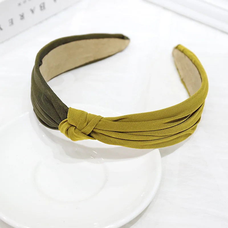 Yucat New Design Fashion Girls Hair Accessories Hoop Pure Fabric Forehead Hairband Plain Knot Headbands For Women