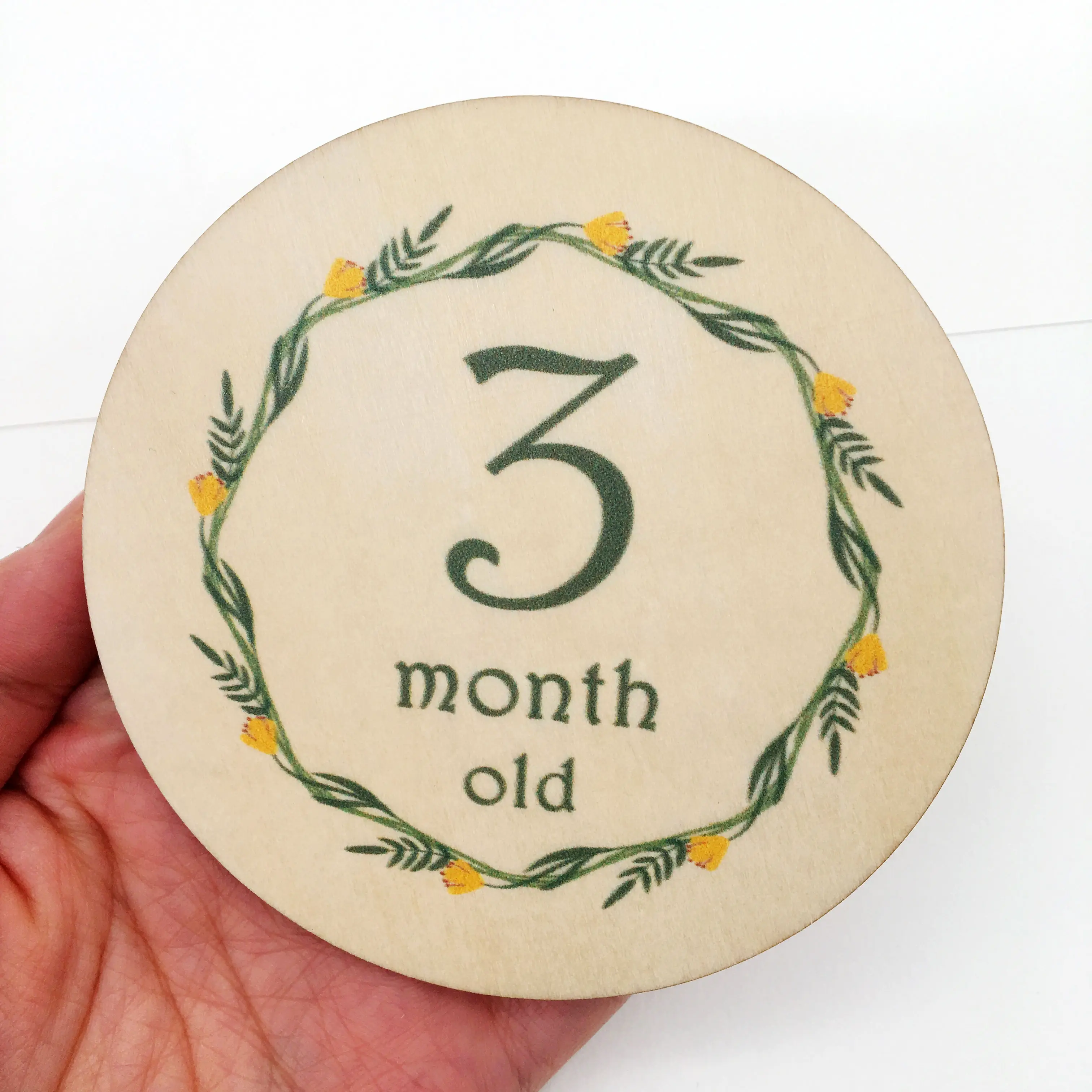 新设计定制淋浴礼品木制婴儿里程碑圆卡