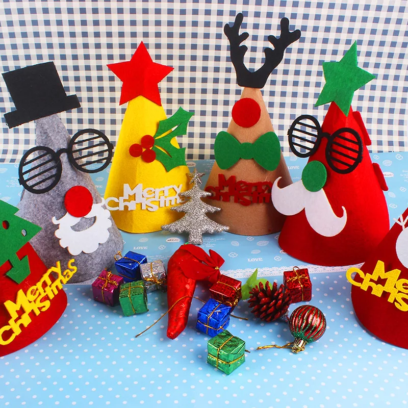 2022 New Children Diy Christmas Hat Non 