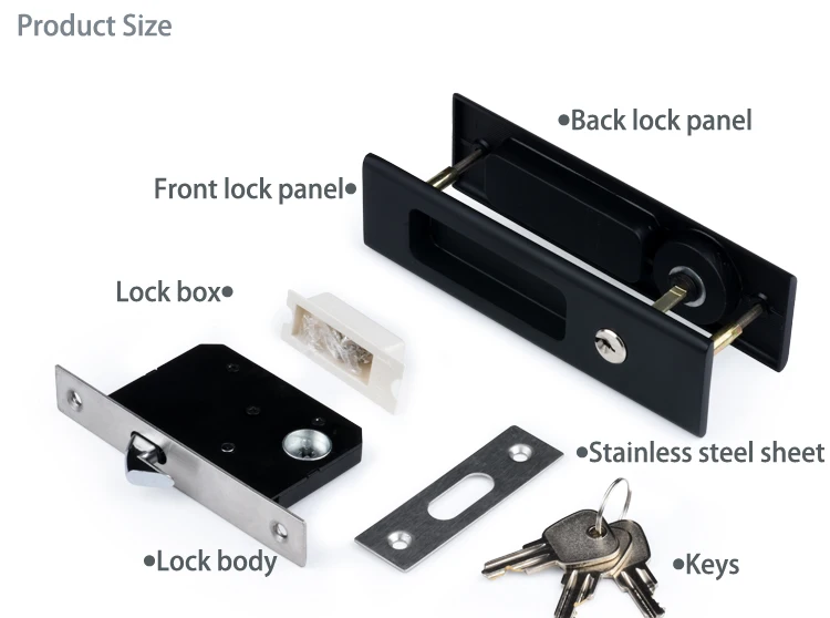 Lock Set Door Handle Lever Sliding Door Hook Lock With Keys Flush