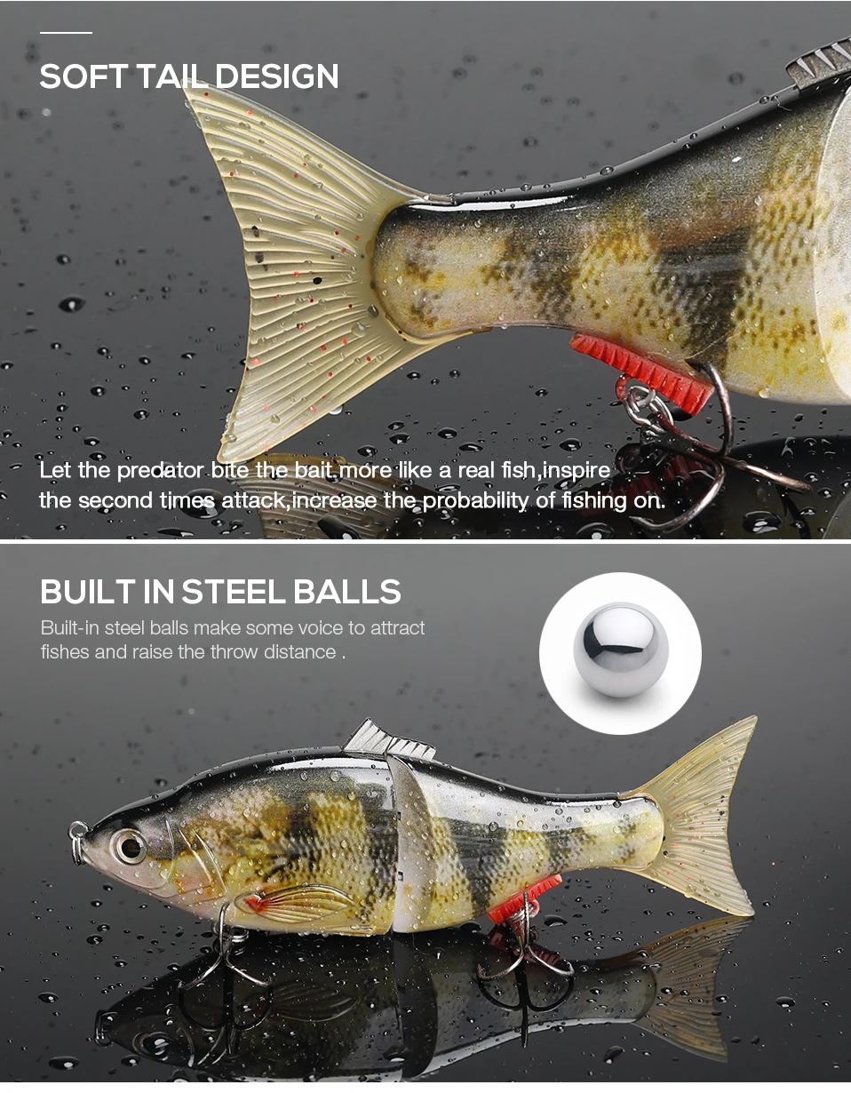 2 Section Glide Swimming Bait Hard Abs Artificial Trout Bass Fishing ...