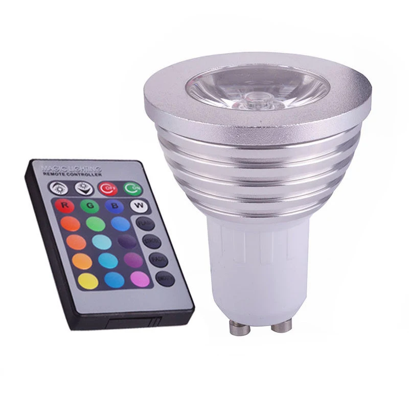 High Quality GU10 3W RGB LED Spotlight 16 Color LED Lamp AC85-265V+24 keys IR Remote Controller for Bedroom