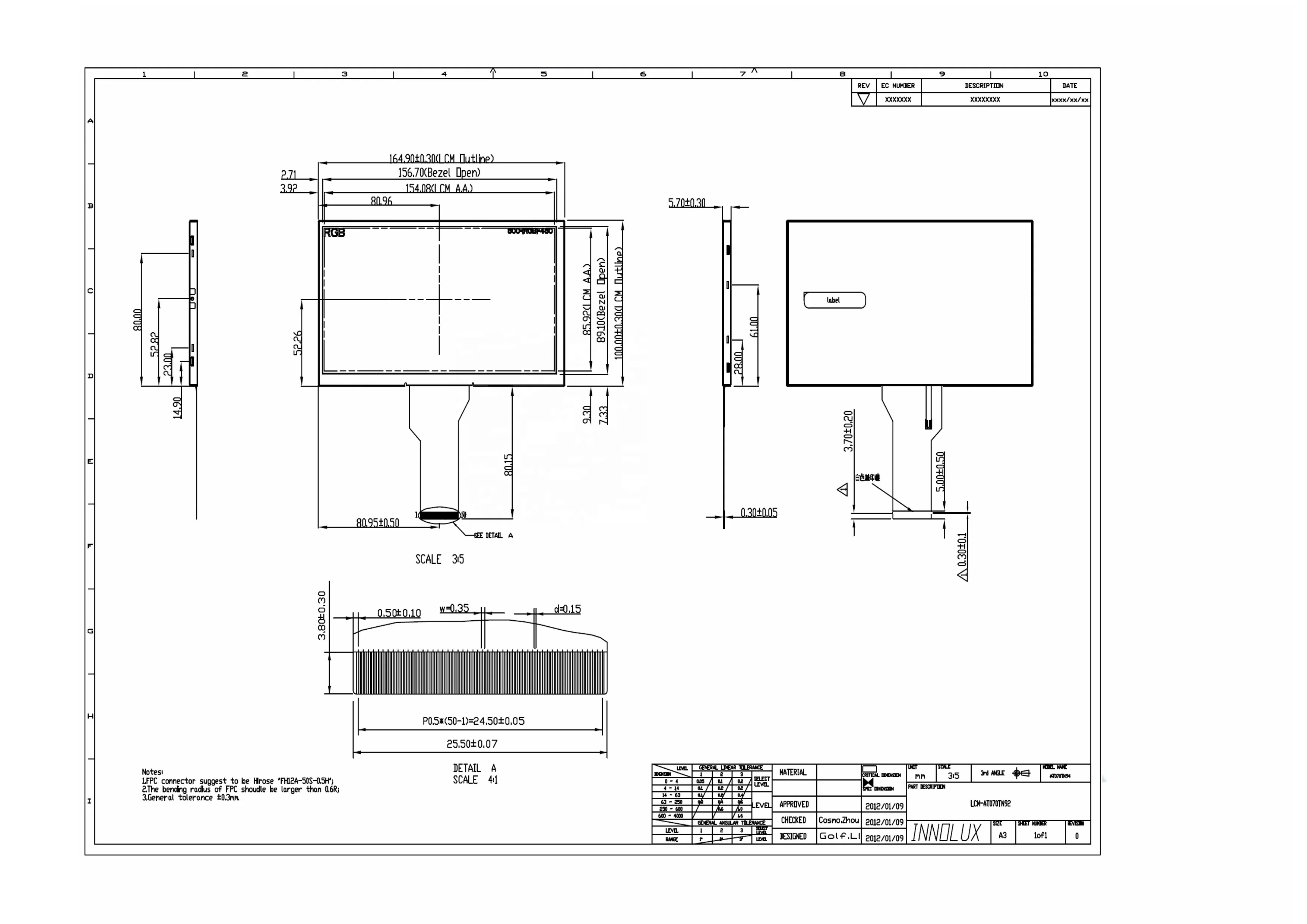 Innolux At070tn92 Custom 7 Inch Lcd Display 800x480 Resolution Screen ...
