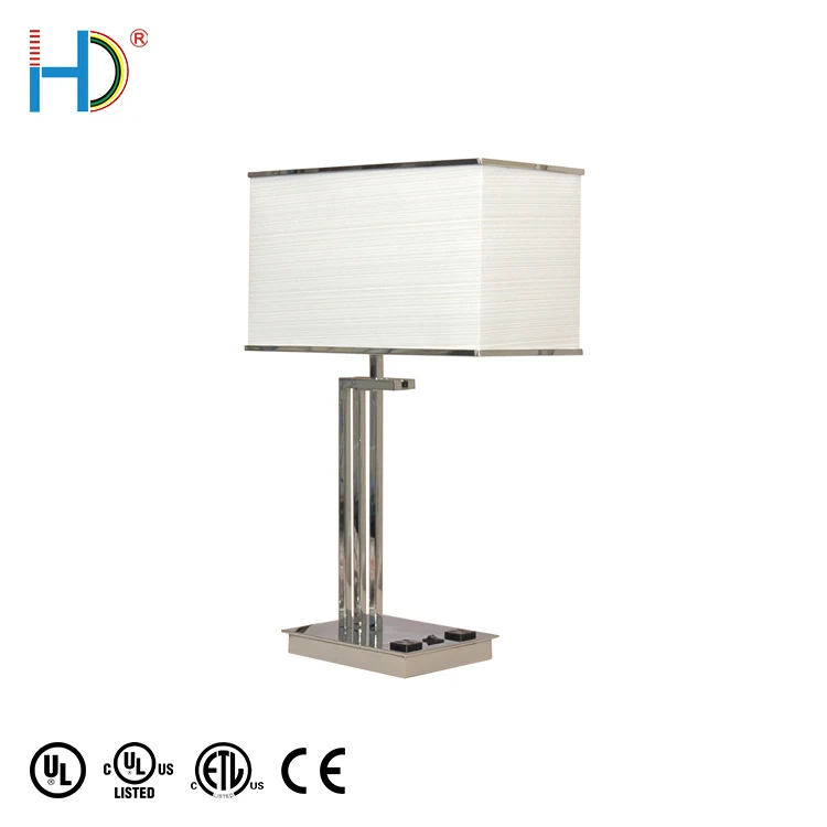 2021 Contemporary Hot Style Chrome Finish Rectangular Table Lamp For Hotel